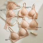 French Country Floral Leopard Print Seamless Soft Cup Underwire Push Up Bra - Firm Support Anti Sagging Lingerie for Women