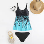 Plus-size Printed Boxer-style Retro Strap Swimwear For Export