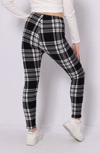 Women Plaid Leggings, High Waisted Stretch Plaid Print Pants, Soft Casual Skinny Trousers For Daily Wear