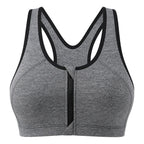 Front Zip Supportive Sports Bra - Anti-Cup Migration Design for Women High Impact Workout Fitness Top