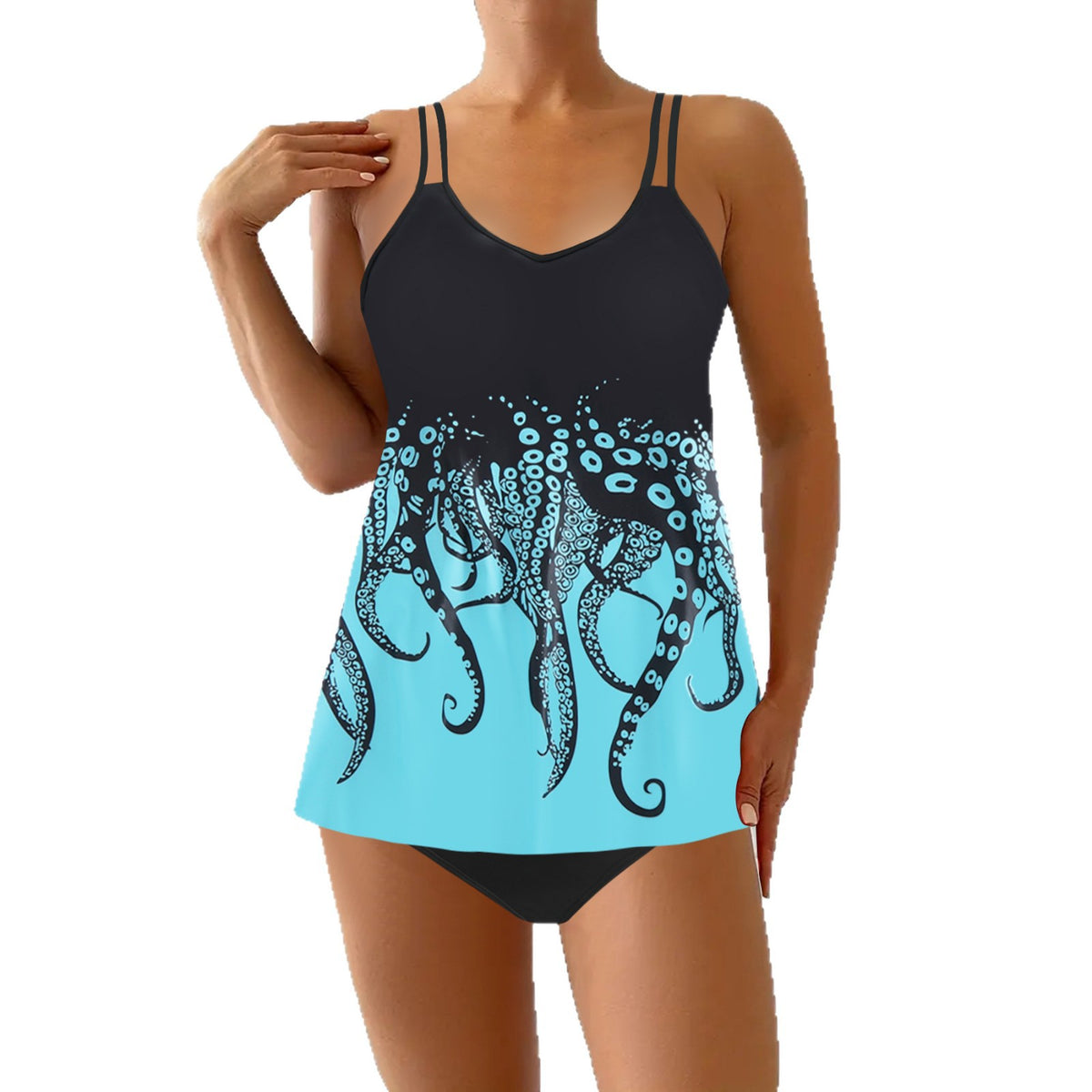 Plus-size Printed Boxer-style Retro Strap Swimwear For Export