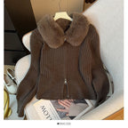 Elegant Relaxed-fit Figure-flattering Long-sleeve Knit Cardigan