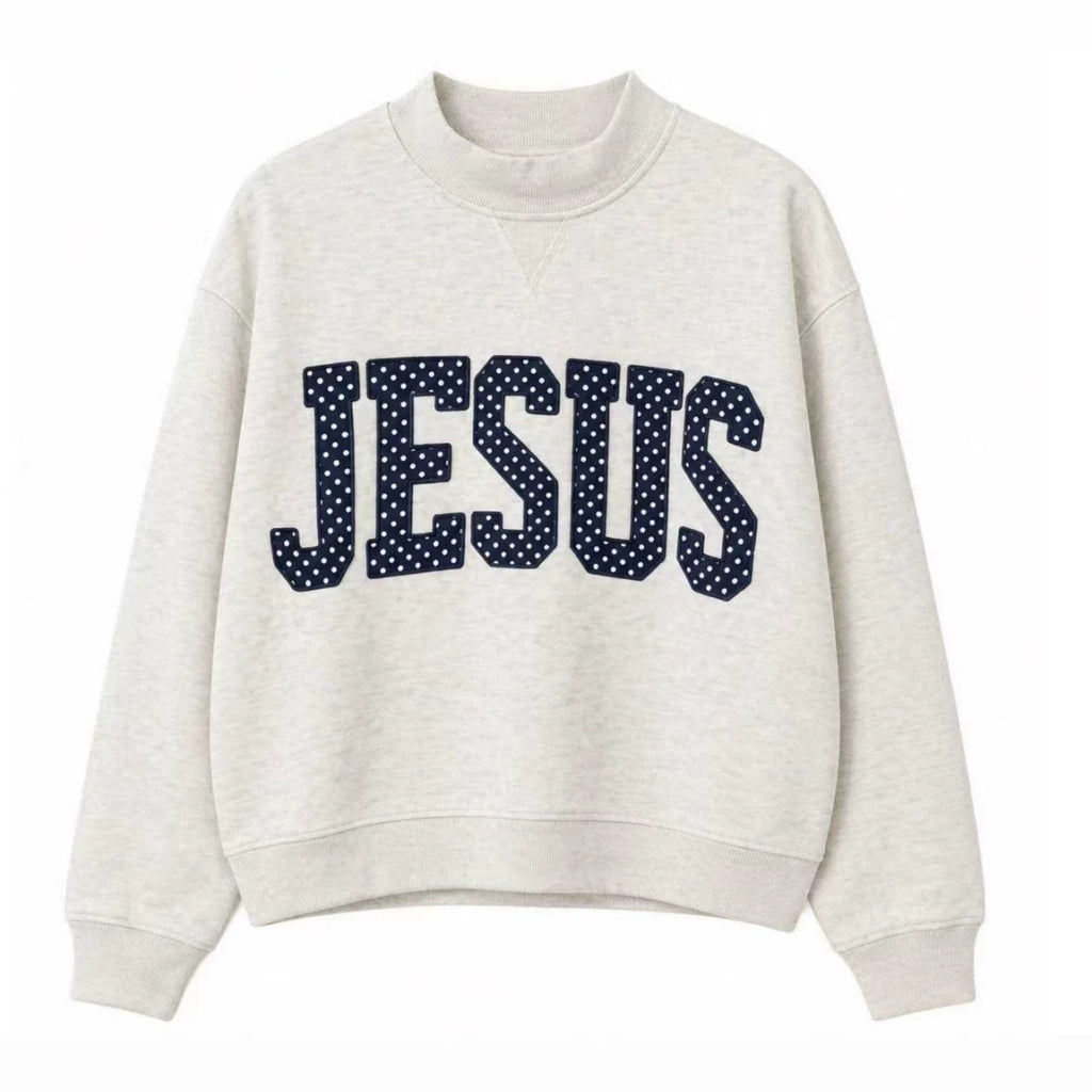 Women's Embroidered Letter Crewneck Long-sleeve Sweatshirt