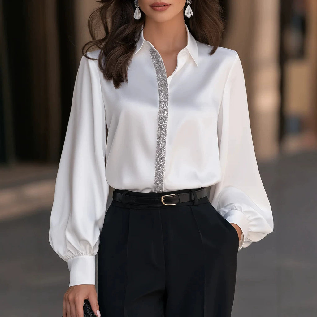 Womens Lantern-Sleeve Long-Sleeve Shirt Top