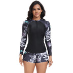 AliExpress Swimsuit Women's Plus Size Long Sleeve Zipper Surf Suit Split Swimsuit Amazon Cross Border Bikini Swimsuit
