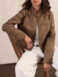 Women's Autumn Short Leather Jacket
