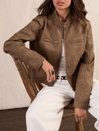 Women's Autumn Short Leather Jacket