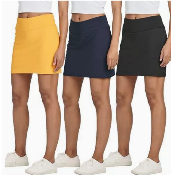 Cross-Border Amazon Slit High-Waisted Hot Girl Summer New Fake Two-Piece Anti-Exposure Skirt Sports Short Skirt Dropshipping