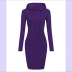 2026 Hot Autumn And Winter European And American Women's Hooded Lace Up Hoodie Pocket Long Sleeved Dress