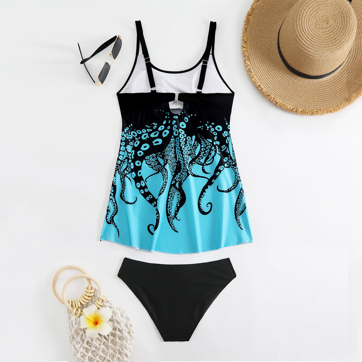 Plus-size Printed Boxer-style Retro Strap Swimwear For Export