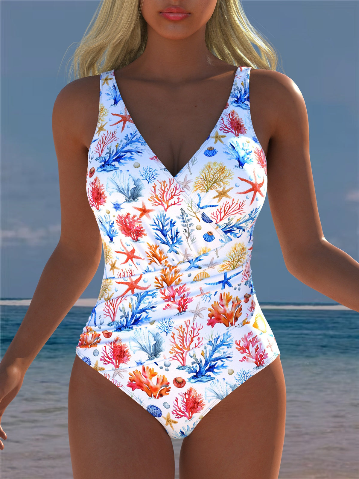 Womens One-piece Deep-V Sexy Strap Swimsuit