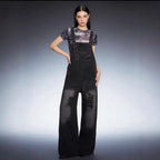Women's Retro Loose-Fit Wide-Leg Denim Overalls