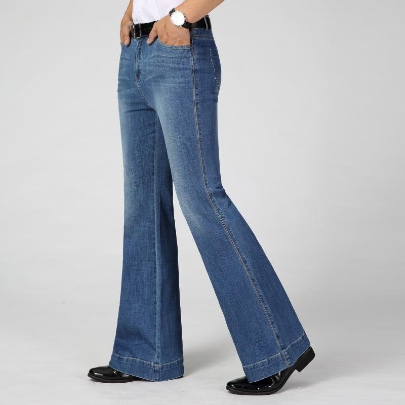 Fashionable Mens Denim Mid-rise Flared Pants