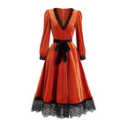 Women's Lantern-sleeve High-waisted Maxi Dress