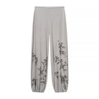 Women's Sequin Embroidery Set Elegant Commute Long Sleeve Long Pants Ramie Cotton Polyester Outfit