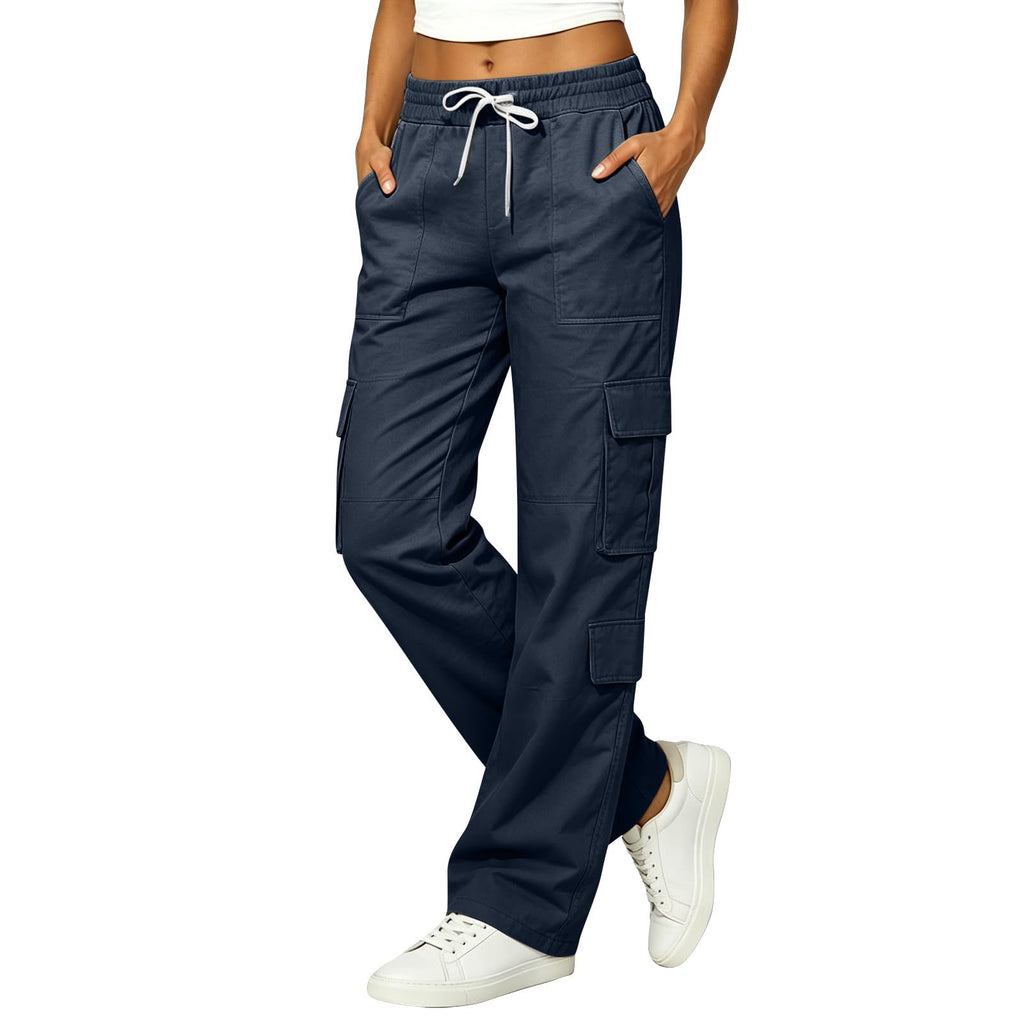 2026 Spring Summer New Style European Cotton Linen Casual Multi Pocket Stylish Work Pants Trendy Multi Pocket Women's Long Pants Women