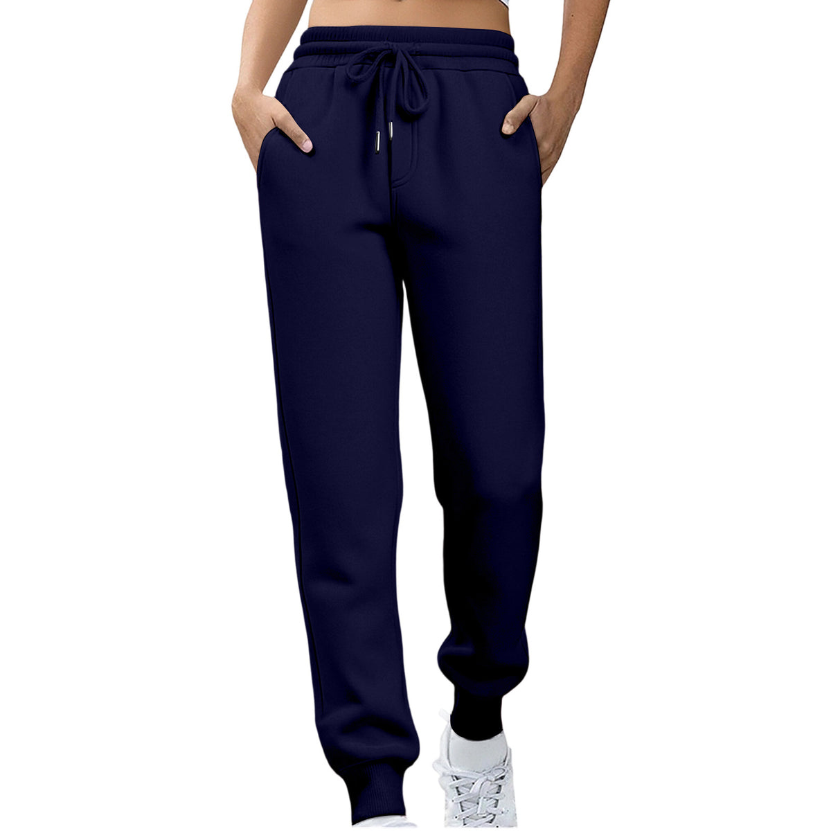 Womens Fleece Sweatpants Solid-color Joggers