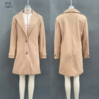 Cross-Border 2026 Autumn And Winter New Retro Casual Style Mid-Length Lapel Coat Women's Woolen Coat