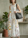 Women's Digital-Print Lantern Long Dress