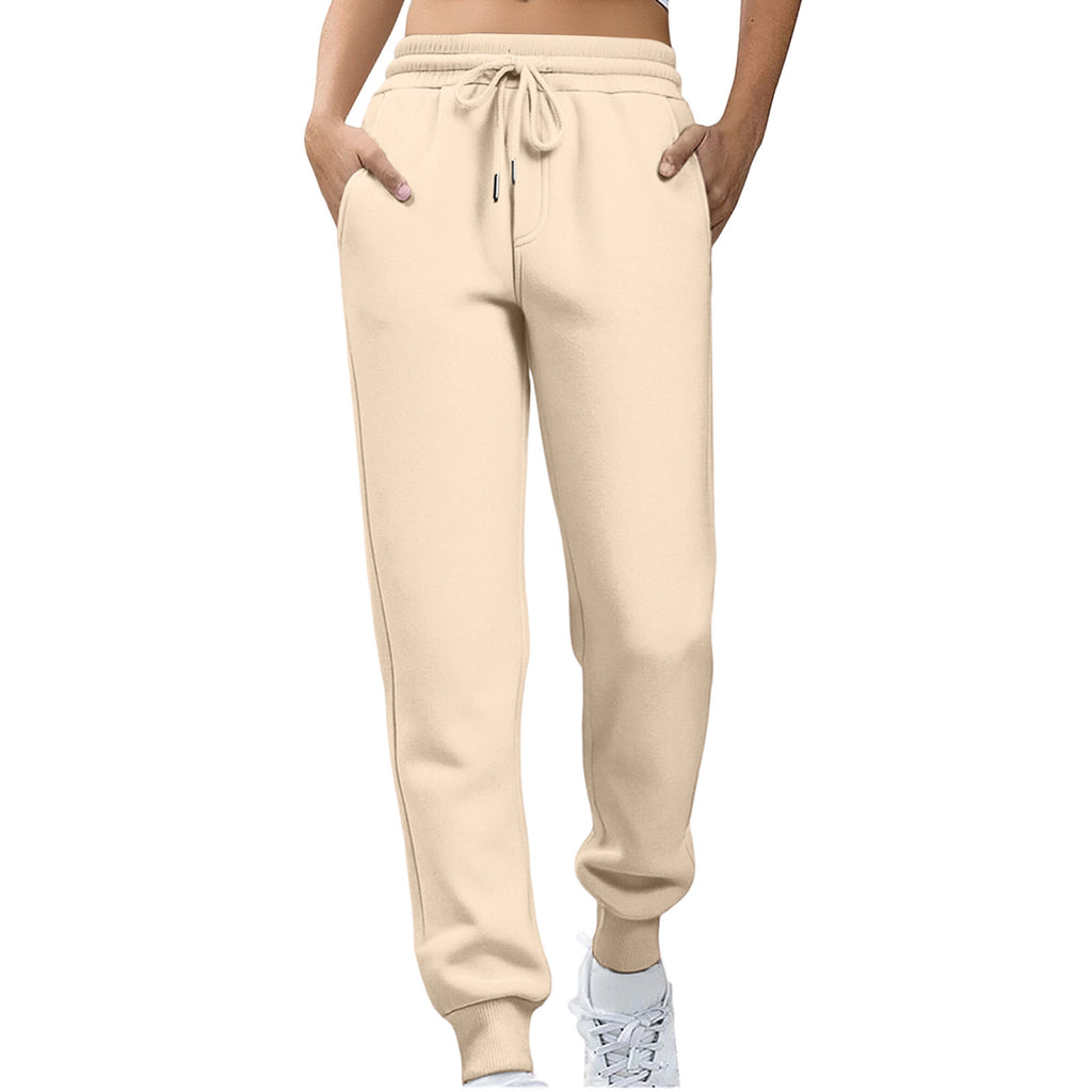 Womens Fleece Sweatpants Solid-color Joggers