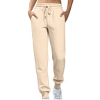 Womens Fleece Sweatpants Solid-color Joggers