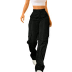 Summer European And American Women's Daily Solid Color Pocket Cargo Pants Long Casual Pants For Women