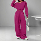 Flower Gray One-Shoulder Lounge Set