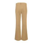 Women's Multi Pocket Stretch Elastic Waist Twill Cotton Pants High Waisted, Comfortable Form Fitting Formal Casual Wide Leg Pants
