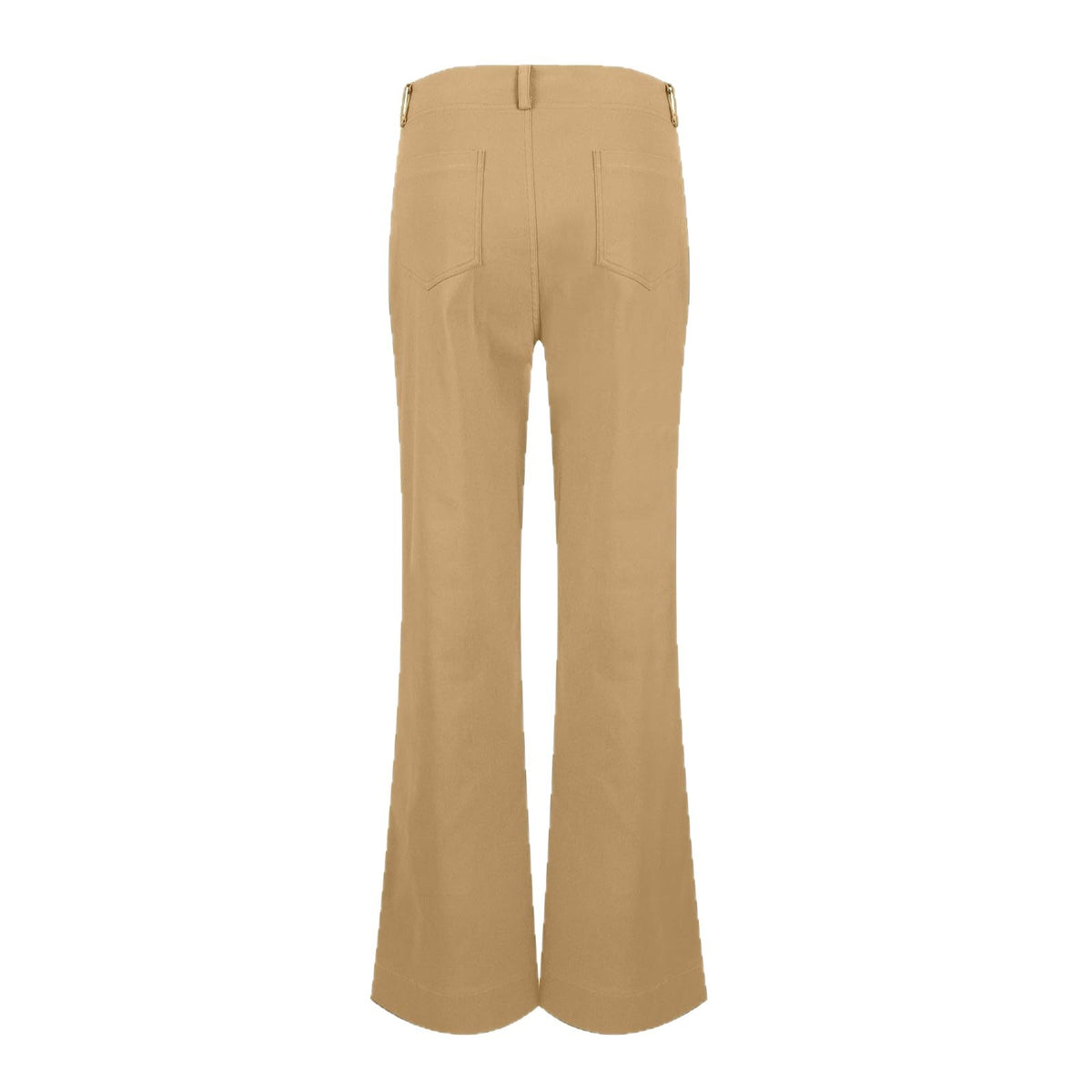 Women's Multi Pocket Stretch Elastic Waist Twill Cotton Pants High Waisted, Comfortable Form Fitting Formal Casual Wide Leg Pants