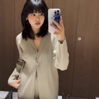 Women Pleated Cardigan Set Minimalist Casual Two Piece Outfit Long Sleeve Jacket And Pants Suit