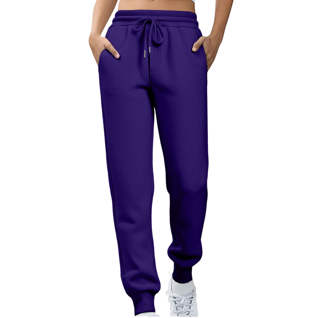 Womens Fleece Sweatpants Solid-color Joggers