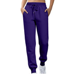 Womens Fleece Sweatpants Solid-color Joggers