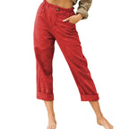 2026 European And American Women's Fashion Wish Amazon New Solid Color Cotton And Linen Fashion Loose High-Waisted Straight Casual Long Pants For Women