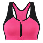 Front Zip Supportive Sports Bra - Anti-Cup Migration Design for Women High Impact Workout Fitness Top