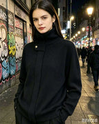 Women's Stand-Collar Knit Cardigan, 2026 Autumn-Winter New Arrival, Loose Design Zip-Up Sweater Coat For Women