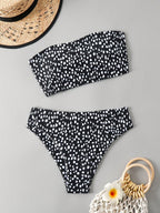 Fresh And Chic High-waisted Bandeau Style With A Polka-dot Print