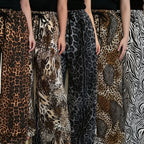 C7768 Cross-border 2026 New Women's Fashion Rhinestone Drawstring Loose Wide-Leg Pants Vintage Animal Print Casual Trousers