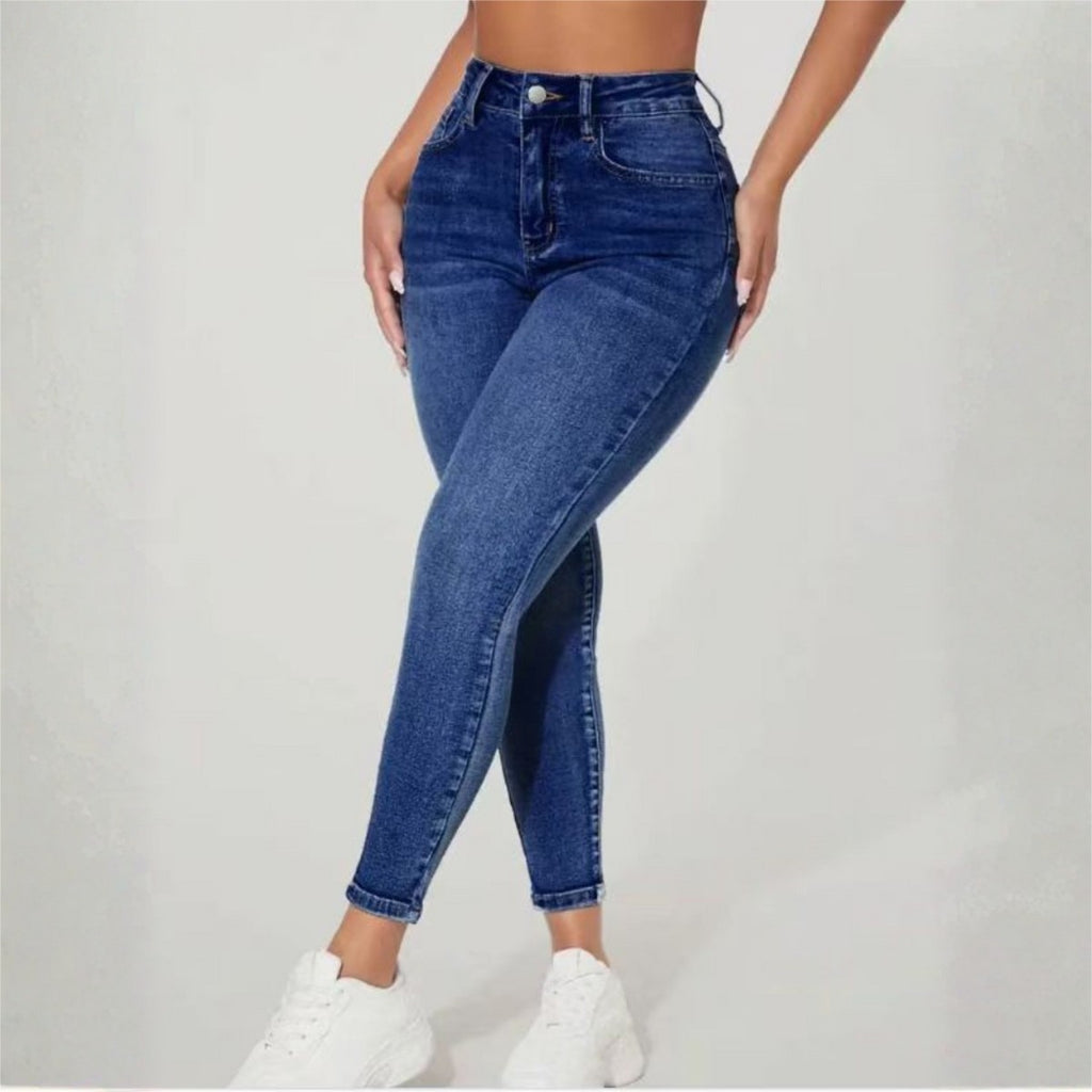 Women's Thermal Fleece Lined Jeans High Waist Stretch Skinny Denim Pants Warm Winter Casual Blue Jeans US Stock