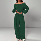 Flower Gray One-Shoulder Lounge Set