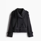 Cropped Long-sleeve Trench Coat For Women