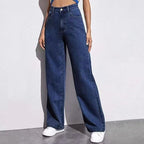 Draped Floor-length Black Straight-leg Jeans