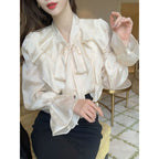 French-style Vintage Ruffled-edge Blouse