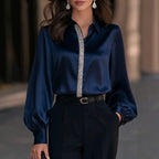 Womens Lantern-Sleeve Long-Sleeve Shirt Top