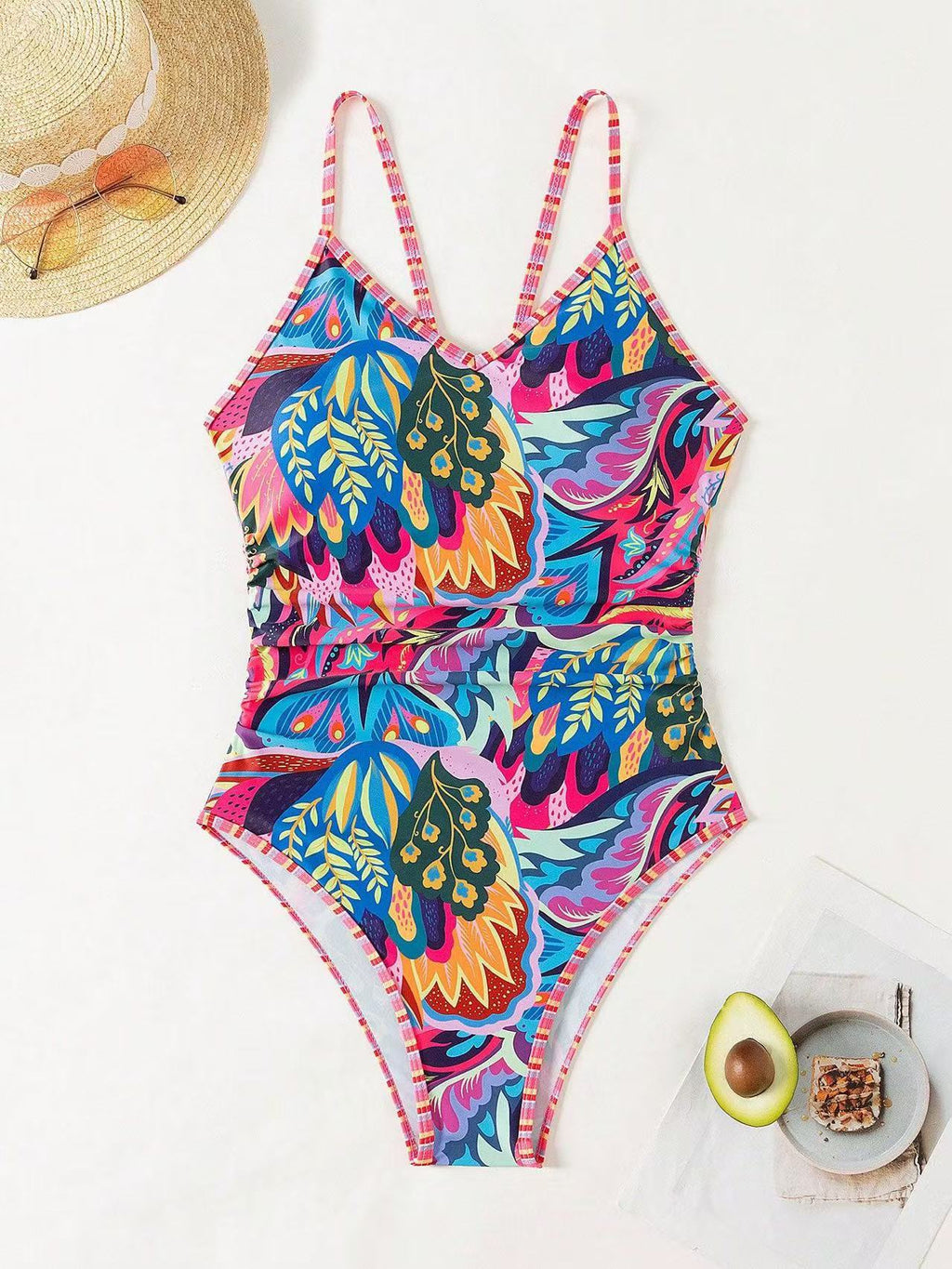 Womens Sexy Backless Strap One-piece Swimsuit