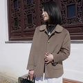 Double-sided Plush Solid-colored Coat With Button Fastening And Loose Fit