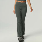 Cross-Border European And American Quick-Dry Sports Fitness Clothing Short-Sleeve Long Pants Flared Pants Tummy Control Butt-Lifting Naked-Feel Yoga Outfit Set