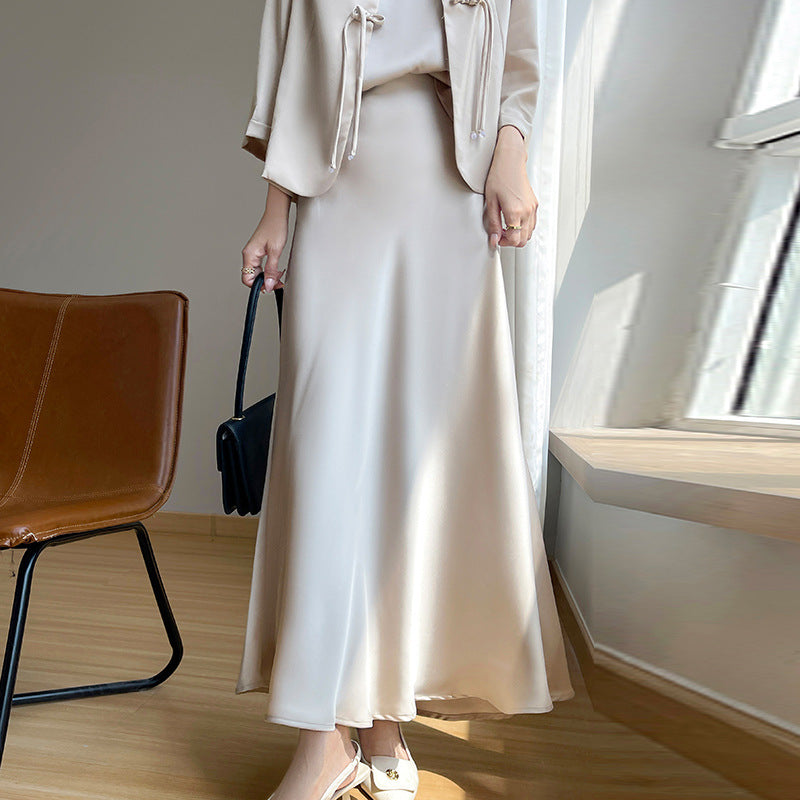 New Acetate Satin Skirt For Women
