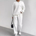 Spring And Autum Cross-Border European And American New Women's Clothing Twist Stitching Long-Sleeved Round Neck Top And Leggings Pants Two-Piece Set