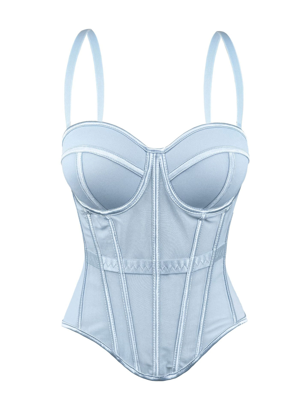 European And American Pure Color Fashionable Fishbone Bra, Waist Slimming Look Mesh Camisole With Breast Pads, Fishbone Top For Outer Wear