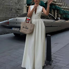 New Summer Women's Clothing Cross-Border European And American Style Jumpsuit Fashion Casual Solid Color Loose Wide-Leg Jumpsuit Pants